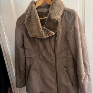Prana Tan Teddy Jacket with Plush Collar and Soft Material